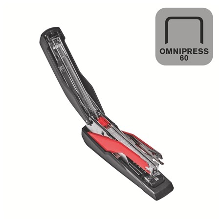 Agrafeuse de bureau Rapid Supreme SO60 - Jusqu'à 60 feuilles - Pour agrafes 24/6-8+, 26/6-8+ - Agrafe plate - Couleur Noir/Rouge