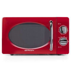 Micro-ondes Orbegozo MI 2020 Rouge Vintage - 20 L - 700 W - 6 niveaux de puissance - Minuterie 30 min - Décongélation rapide - D