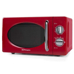 Micro-ondes Orbegozo MI 2020 Rouge Vintage - 20 L - 700 W - 6 niveaux de puissance - Minuterie 30 min - Décongélation rapide - D