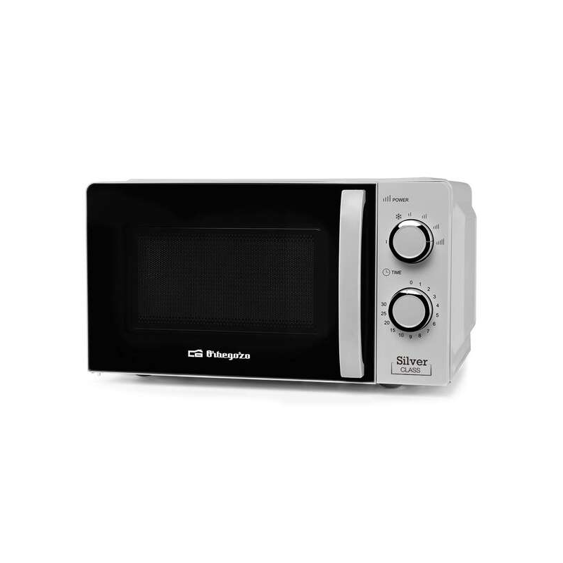 Micro-ondes Orbegozo Mi 2118 - Capacité 20 L - Puissance 700 W - 6 niveaux de puissance - Minuterie 30 min - Couleur Argent