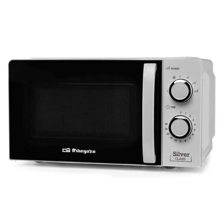 Micro-ondes Orbegozo Mi 2118 - Capacité 20 L - Puissance 700 W - 6 niveaux de puissance - Minuterie 30 min - Couleur Argent