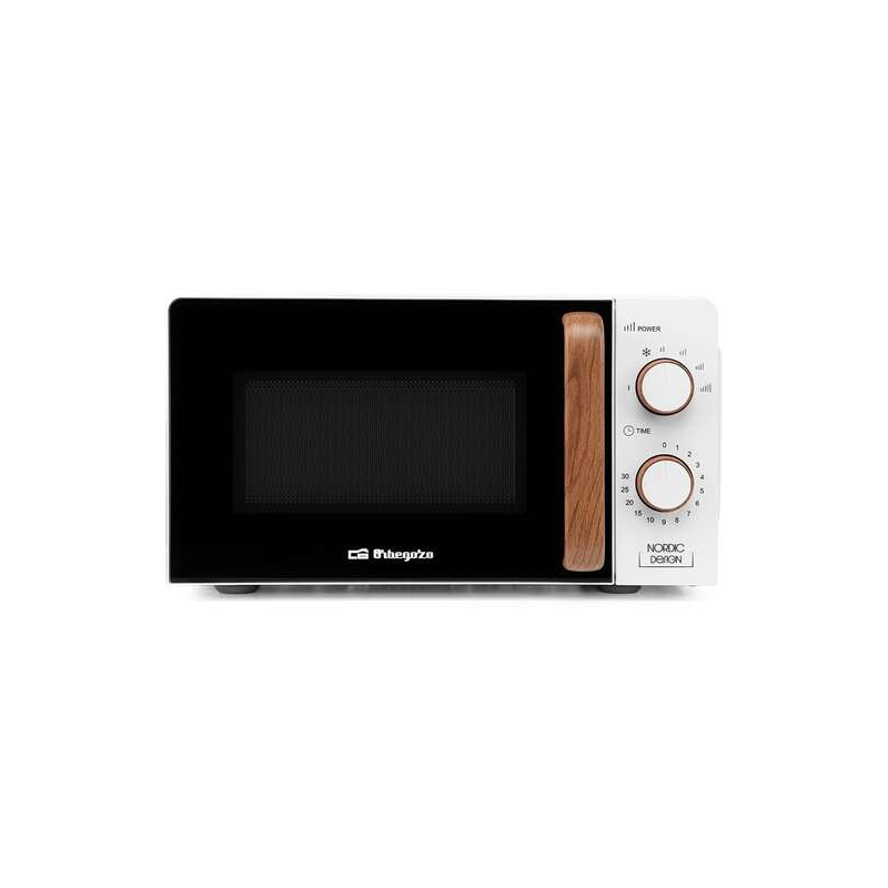 Micro-ondes Orbegozo Mi 2122 - Capacité 20 L - Puissance 700 W - 6 niveaux de puissance - Minuterie 30 min - Décongélation - 230