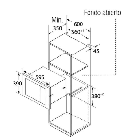Micro-ondes encastrable Orbegozo MIG 2033 avec grill puissant et résistant - avec finition en acier inoxydable et cadre exclusif