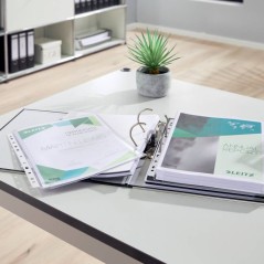 ✅ Esselte Standard A4 Manchons à Soufflet PVC Lisse Multi-trou-11 - Capacité 200 Feuilles - Transparent (170 M en stock