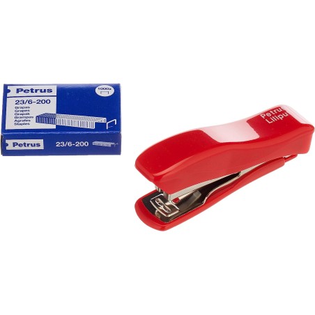 Agrafeuse Petrus 200 Liliput + 1 Boîte Agrafes 23/6-200 - Jusqu'à 12 Feuilles - Agrafes 23/6 - Agrafage Fermé et Cloué