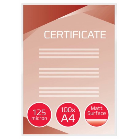 Portefeuilles de plastification mate GBC - A4, 2x125 microns - Imperméable - Finition mate - Taille 216x303mm - Surface