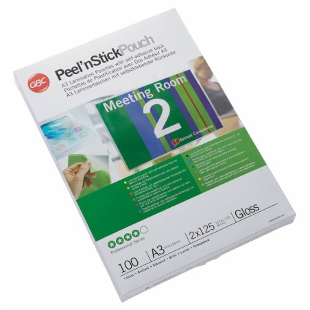 ✅ Pochettes de plastification autocollantes GBC A3 2x125 microns brillants (100) Transparent couleur Transparent en stock