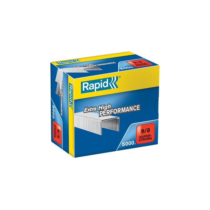 Rapid Super Strong Boite de 5000 Agrafes 9/8 - De 10 à 40 Feuilles - Fil Galvanisé Super Renforcé - Pin 8mm