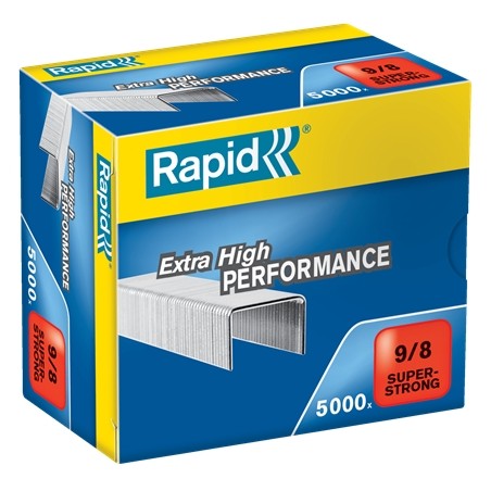 ✅ Rapid Super Strong Boite de 5000 Agrafes 9/8 - De 10 à 40 Feuilles - Fil Galvanisé Super Renforcé - Pin 8mm en stock