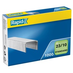 ✅ Rapid Boite de 1000 Agrafes 23/10 - De 40 à 70 Feuilles - Fil Galvanisé - Pin 10mm couleur Acero en stock