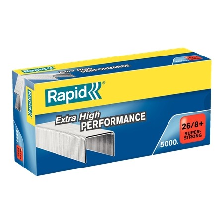✅ Rapid Super Strong Boite de 5000 Agrafes 26/8+ - Jusqu'à 50 Feuilles - Fil Galvanisé Super Renforcé - Broch en stock