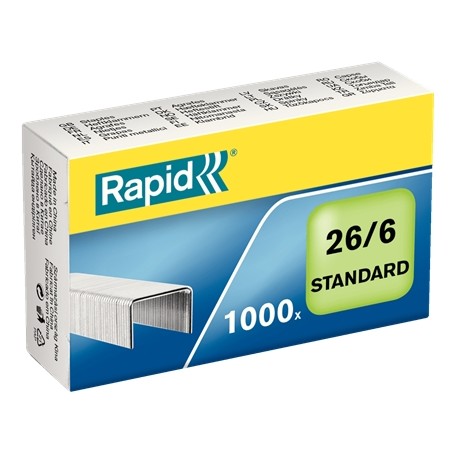✅ Rapid Confort Boite de 1000 Agrafes 26/6 - Jusqu'à 20 Feuilles - Fil Souple Galvanisé - Epingle 6mm couleur en stock