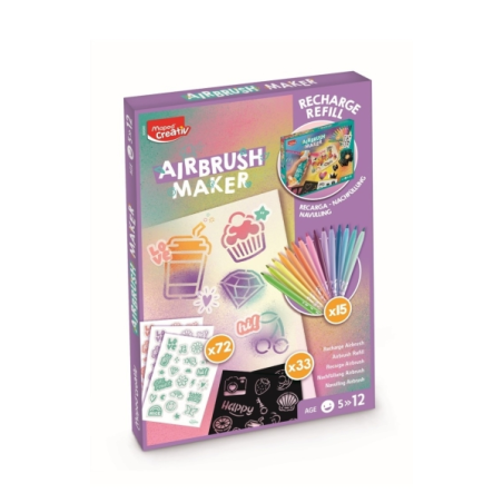Kit de dessin à l'aérographe Maped pour enfants, facile à utiliser avec les marqueurs Maped Jungle + recharges - À partir de 5 a