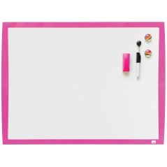 Nobo Petit Tableau Blanc Magnétique 585x430 - Couleurs Vives - Accessoires Inclus - Fuchsia