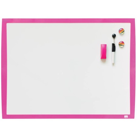 Nobo Petit Tableau Blanc Magnétique 585x430 - Couleurs Vives - Accessoires Inclus - Fuchsia
