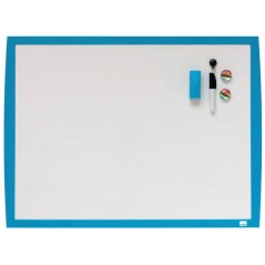 Nobo Petit Tableau Blanc Magnétique 585x430 - Cadre aux Couleurs Vives - Accessoires de Tableau Blanc Assortis - Bleu