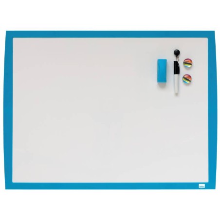 Nobo Petit Tableau Blanc Magnétique 585x430 - Cadre aux Couleurs Vives - Accessoires de Tableau Blanc Assortis - Bleu