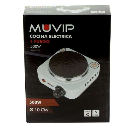 Cuisinière Electrique Muvip 1 Plaque 500W - 5 Niveaux de Puissance - Thermostat avec Système de Sécurité