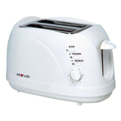 Grille Pain Muvip 750W - Capacité pour 2 Tranches - 6 Niveaux de Grillage - Fonction Chaleur, Décongélation et Réchauffage - Arr