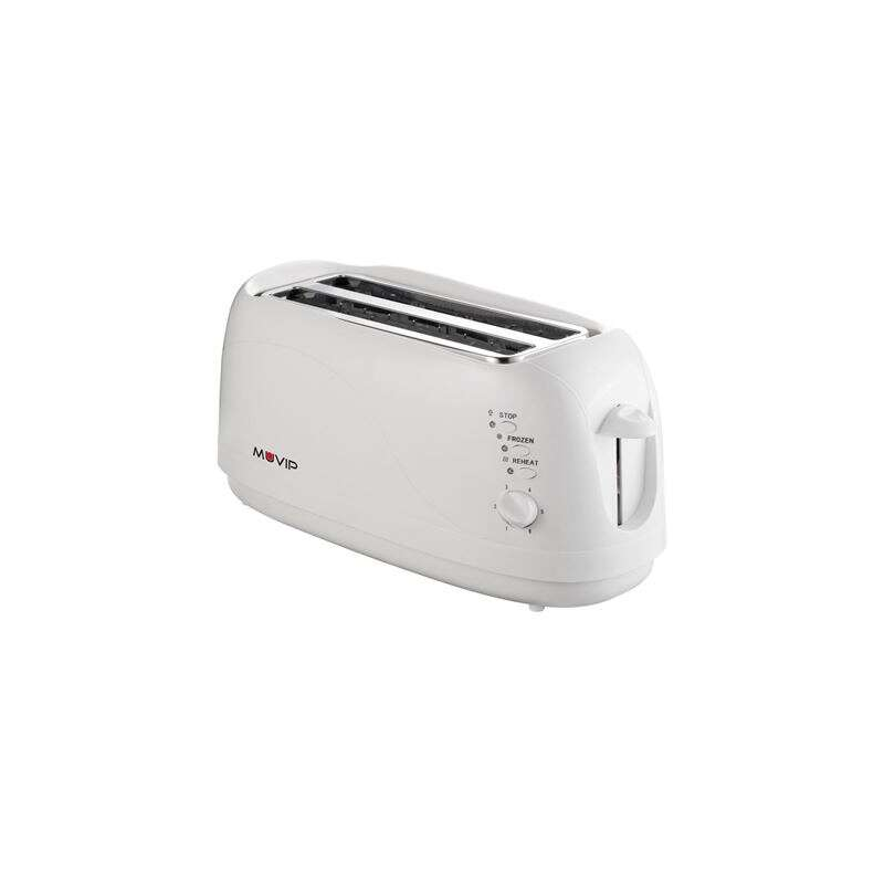 Grille Pain Muvip 1300W - Capacité pour 4 Tranches - 6 Niveaux de Grillage - Fonction Chaleur, Décongélation et Réchauffage - Ar