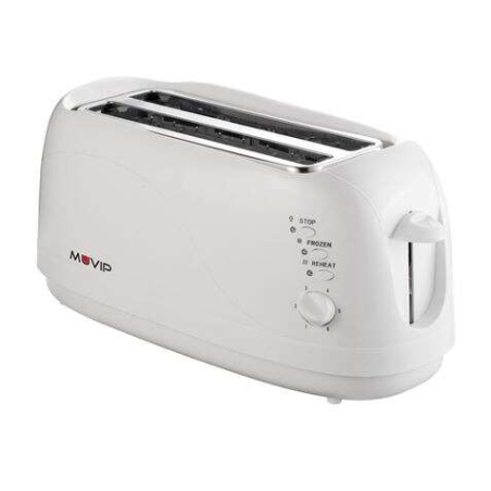 Grille Pain Muvip 1300W - Capacité pour 4 Tranches - 6 Niveaux de Grillage - Fonction Chaleur, Décongélation et Réchauffage - Ar