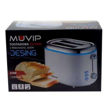 Muvip Design Toaster à Pain 850W - Capacité pour 2 Tranches - 7 Niveaux de Brunissage - Fonction Warm, Defrost et Reheat - Arrêt