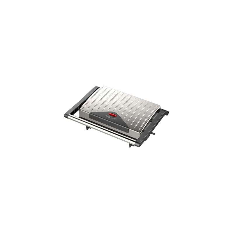 Muvip Acier Inoxydable Grill Sandwich Maker 750W - Plaque Supérieure Inclinable - Pression Uniforme - Poignée Cold Touch