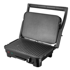 Muvip Sandwich Maker Inox 1800W - Plaques de Grill Antiadhésives Réversibles, Lisses - Sélecteur de Température - Plaque Supérie