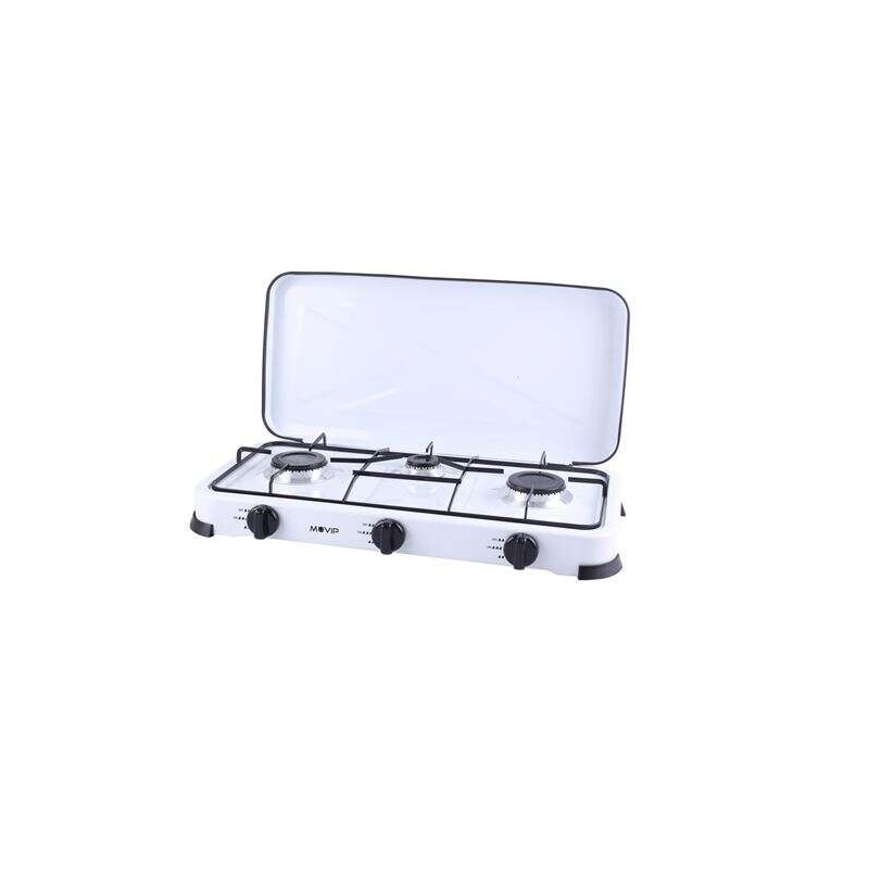 Cuisinière à Gaz Muvip 3 Foyers - Allumage Manuel - Grilles Amovibles - Housse de Protection