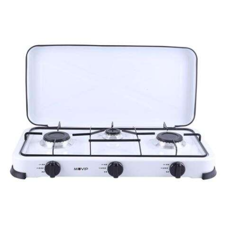 Cuisinière à Gaz Muvip 3 Foyers - Allumage Manuel - Grilles Amovibles - Housse de Protection