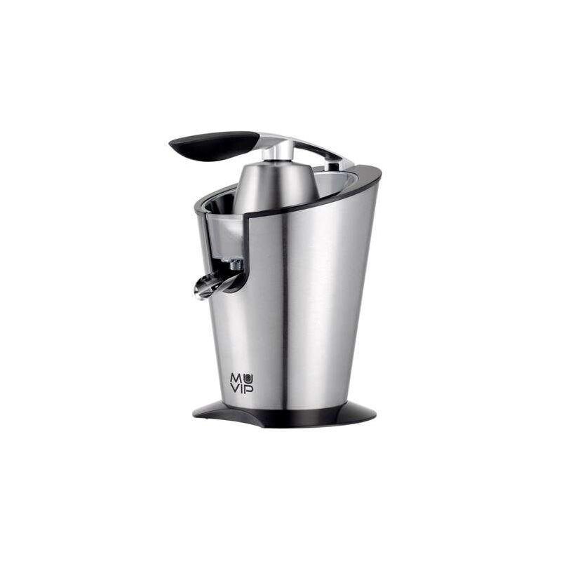 Muvip Extracteur de Jus Electrique Inox 600W - Corps, Poignée et Filtre Inox - Système Anti-Goutte - 2 Tailles de Cône