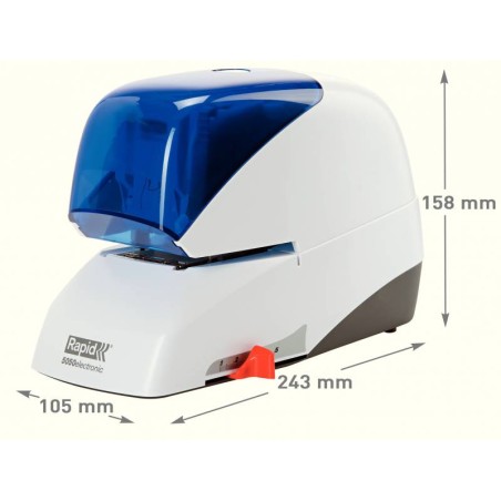 Agrafeuse électrique Rapid Supreme R5050E - 50 feuilles - Chargement de cartouche - Durable - Blanc/Bleu