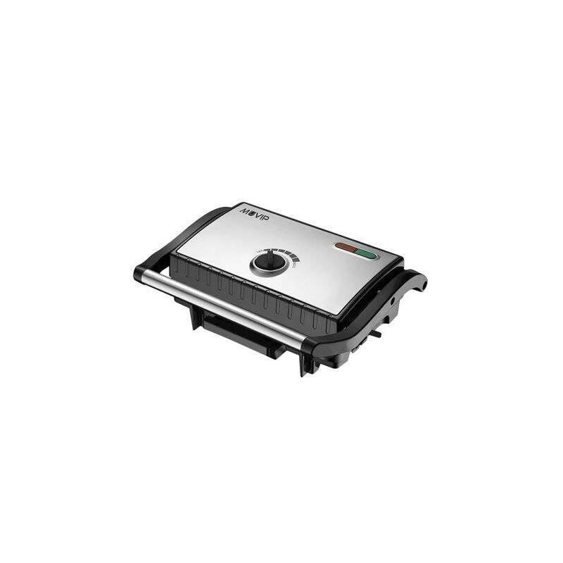 Muvip Sandwich Maker 1500W en Acier Inoxydable Plaque de Grill - Température Réglable - Plaque Supérieure Inclinable - Pression
