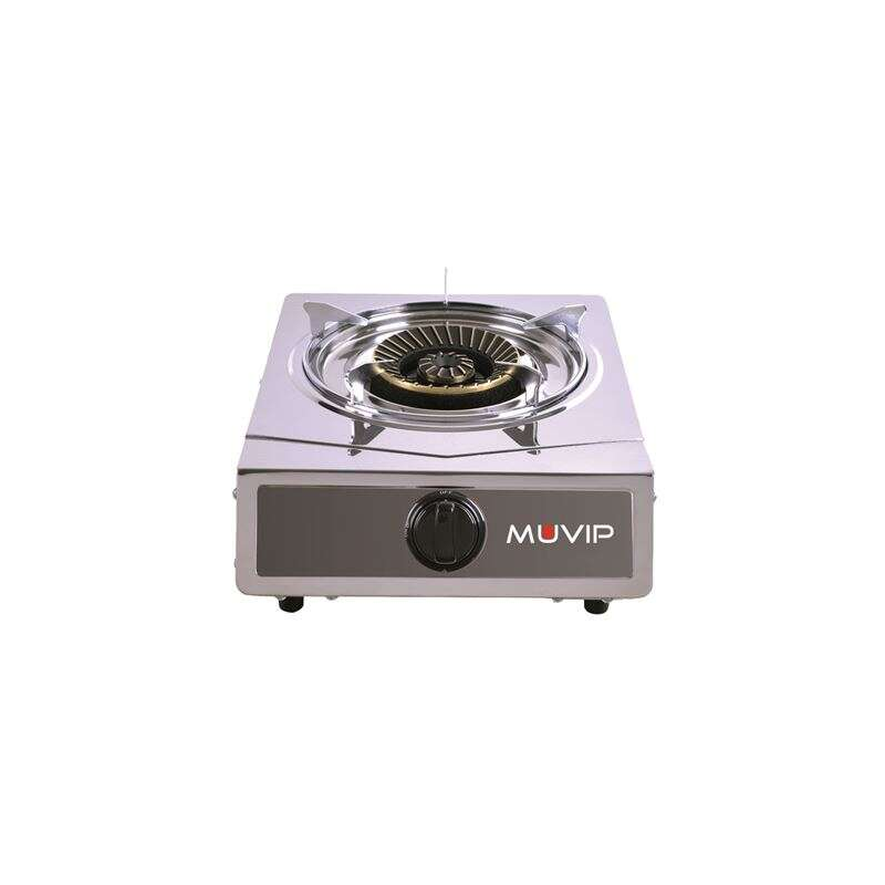 Cuisinière à gaz Muvip série Strong en acier inoxydable 1 brûleur - allumage piézoélectrique - brûleur en fonte amovible