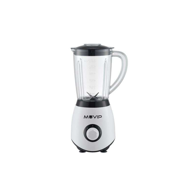 Muvip Glass Blender 1300W 1,5L - 2 Vitesses - Lames en Acier Inoxydable - Fonction Broyeur à Glace - Verrouillage de Sécurité