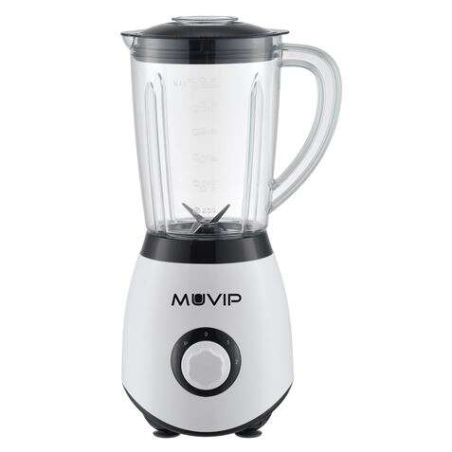 Muvip Glass Blender 1300W 1,5L - 2 Vitesses - Lames en Acier Inoxydable - Fonction Broyeur à Glace - Verrouillage de Sécurité