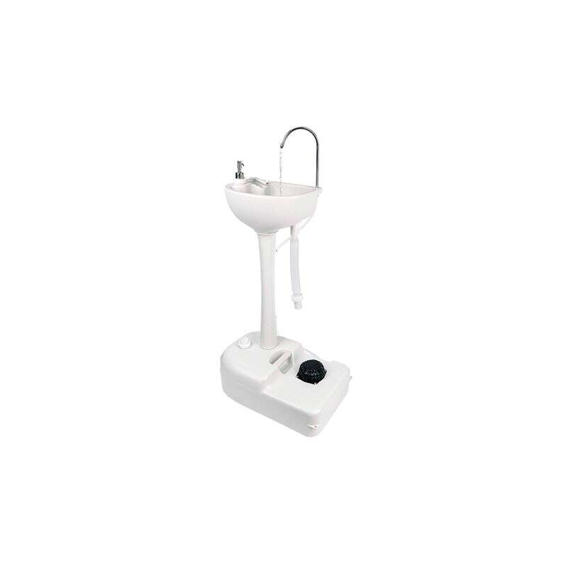 Lavabo portable Muvip avec réservoir de 17 L - Réservoir de savon de 3 L - Pompe à pied avec soufflet - Porte-serviettes inclus