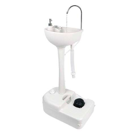 Lavabo portable Muvip avec réservoir de 17 L - Réservoir de savon de 3 L - Pompe à pied avec soufflet - Porte-serviettes inclus