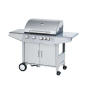 Barbecue Gaz Inox Muvip 5 Brûleurs - Structure Inox - 4 Brûleurs Centraux + 1 Brûleur Latéral - Grilles Émaillées - Bac Latéral