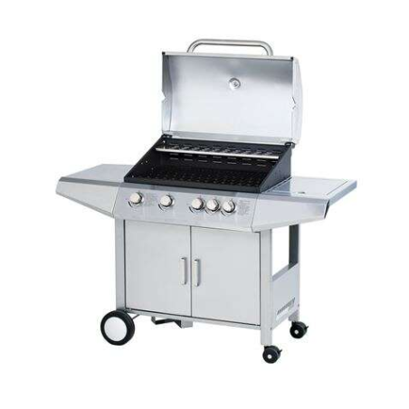 Barbecue Gaz Inox Muvip 5 Brûleurs - Structure Inox - 4 Brûleurs Centraux + 1 Brûleur Latéral - Grilles Émaillées - Bac Latéral