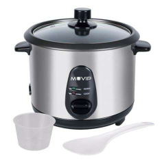 Cuiseur à Riz Muvip - Capacité 1,8 Litres - Puissance 700W - Corps en Acier Inoxydable - Récipient Antiadhésif - Couvercle en Ve