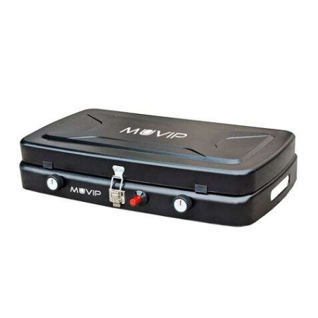 Muvip Cuisinière à Gaz 2 Brûleurs + Pare Vent - Pare Vent - Base Antidérapante - Couleur Noir