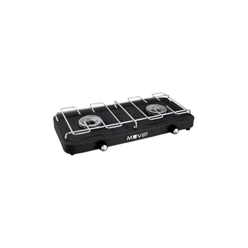 Cuisinière à Gaz Muvip 2 Feux avec Grille Amovible - Base Antidérapante - Couleur Noir