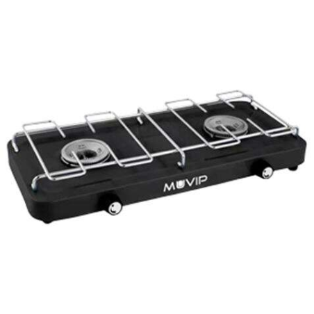 Cuisinière à Gaz Muvip 2 Feux avec Grille Amovible - Base Antidérapante - Couleur Noir