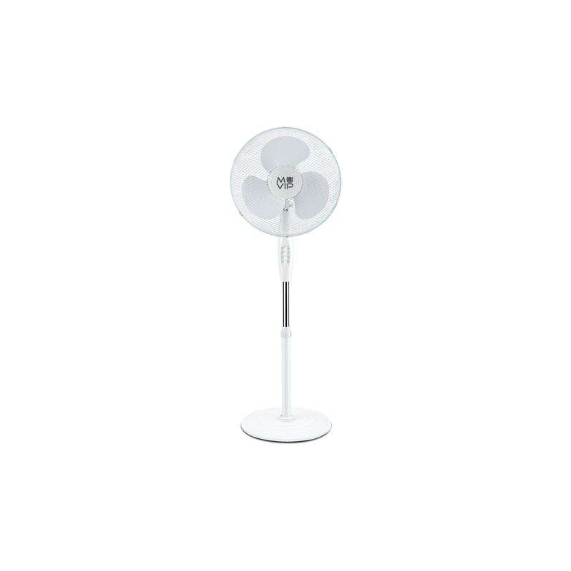 Ventilateur sur pied 40 cm 45 W blanc 3 vitesses base renforcée Ventilateur sur pied 40 cm 45 W blanc 3 vitesses base renforcée