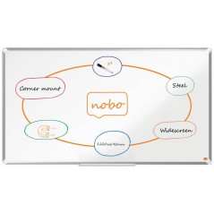 ✅ Nobo Premium Plus Tableau Blanc Magnétique Panoramique Acier Laqué 1220x690mm - Montage en Angle - Blanc cou en stock