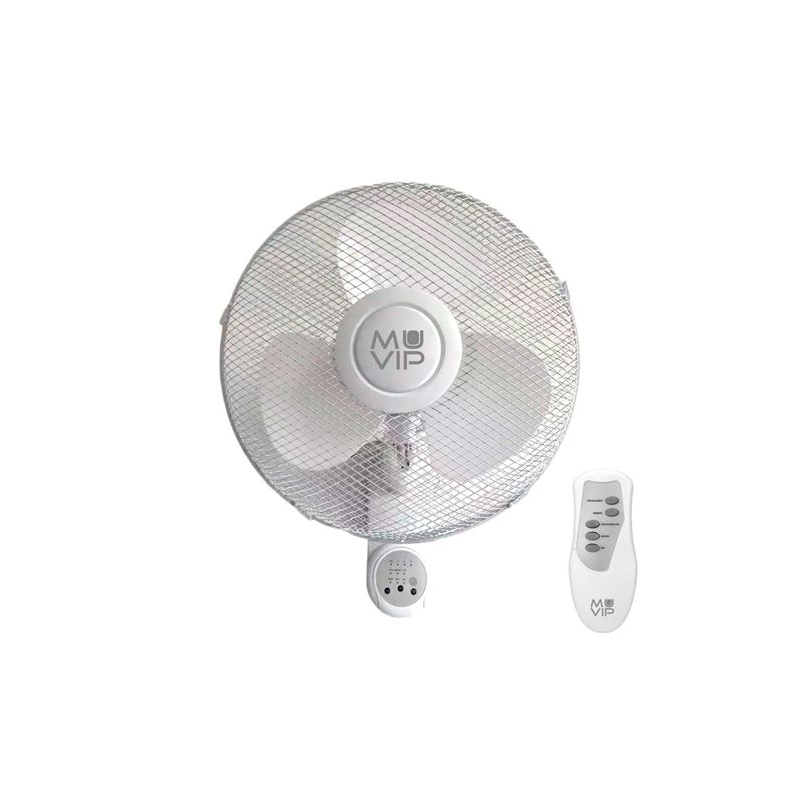 Ventilateur mural Muvip 45W 3 vitesses télécommande blanc