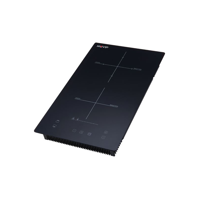 Cuisinière à induction double Muvip 2000 W - 10 niveaux de puissance - Convient pour encastré ou sur table - Minuterie - Contrôl