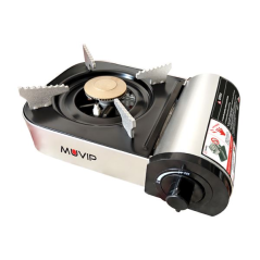 Cuisinière à gaz portable Muvip Small Series 1 brûleur - Allumage automatique - Brûleur en aluminium et cuivre - Soupape à doubl