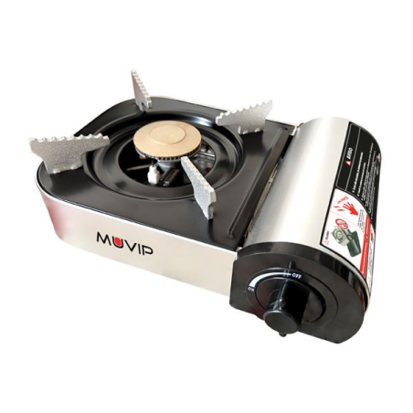 Cuisinière à gaz portable Muvip Small Series 1 brûleur - Allumage automatique - Brûleur en aluminium et cuivre - Soupape à doubl